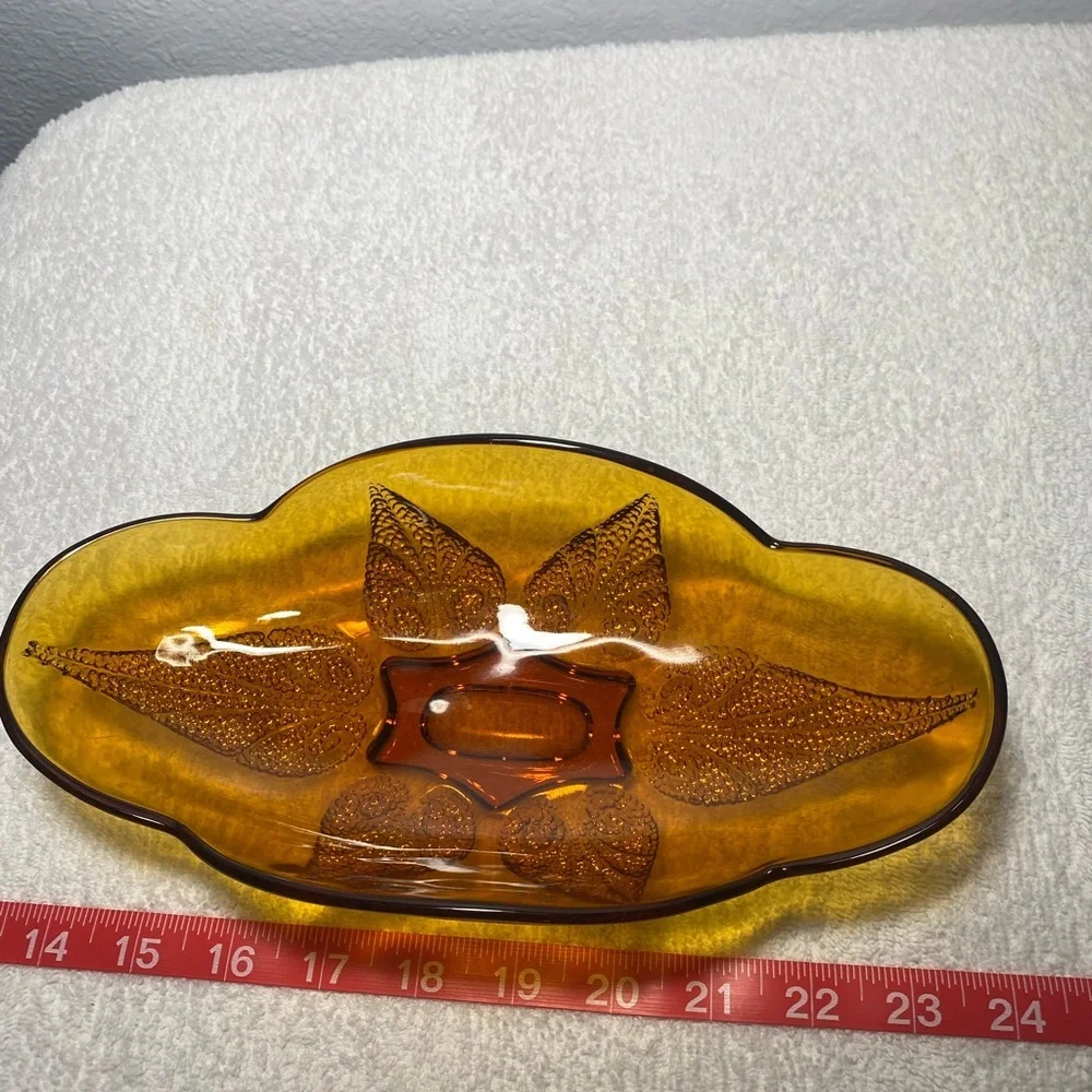 Vintage Anchor Hocking Amber Glass Relish Dish